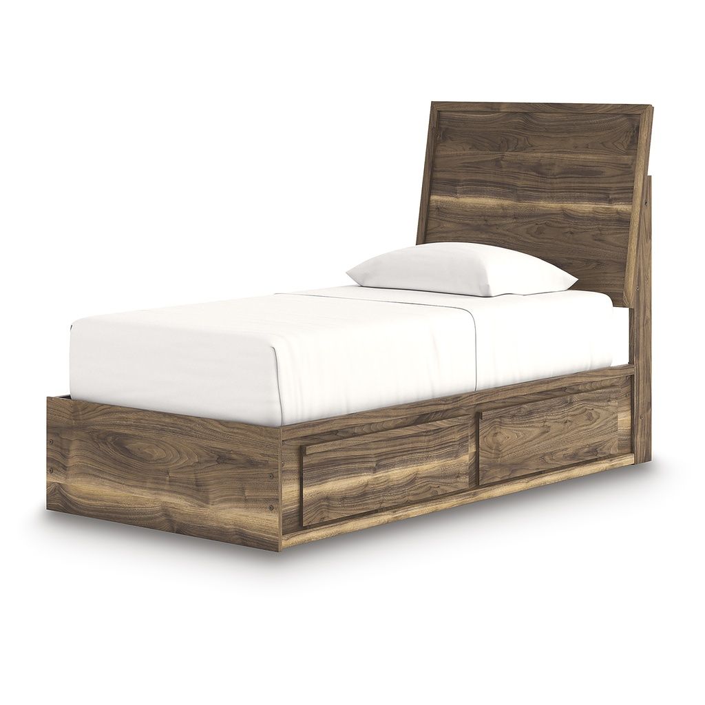 Darcalli Twin Panel Bed with Storage In Brown NCB3367B27