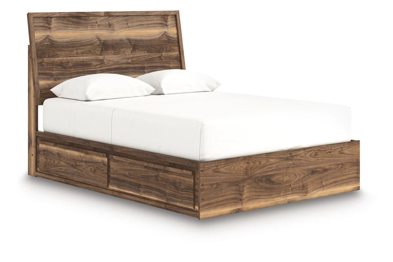 Darcalli Queen Panel Bed with Storage In Brown NCB3367B4