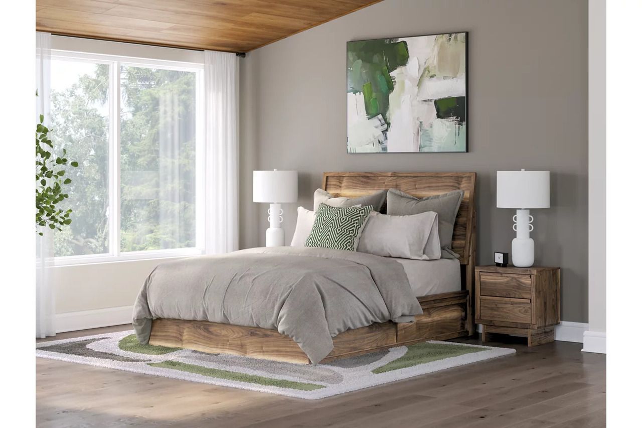 Darcalli Queen Panel Bed with Storage In Brown NCB3367B4