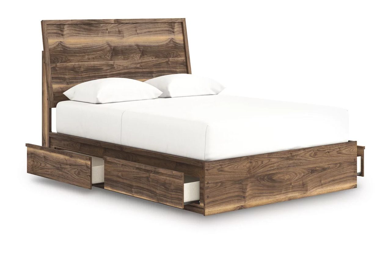 Darcalli Queen Panel Bed with Storage In Brown NCB3367B4