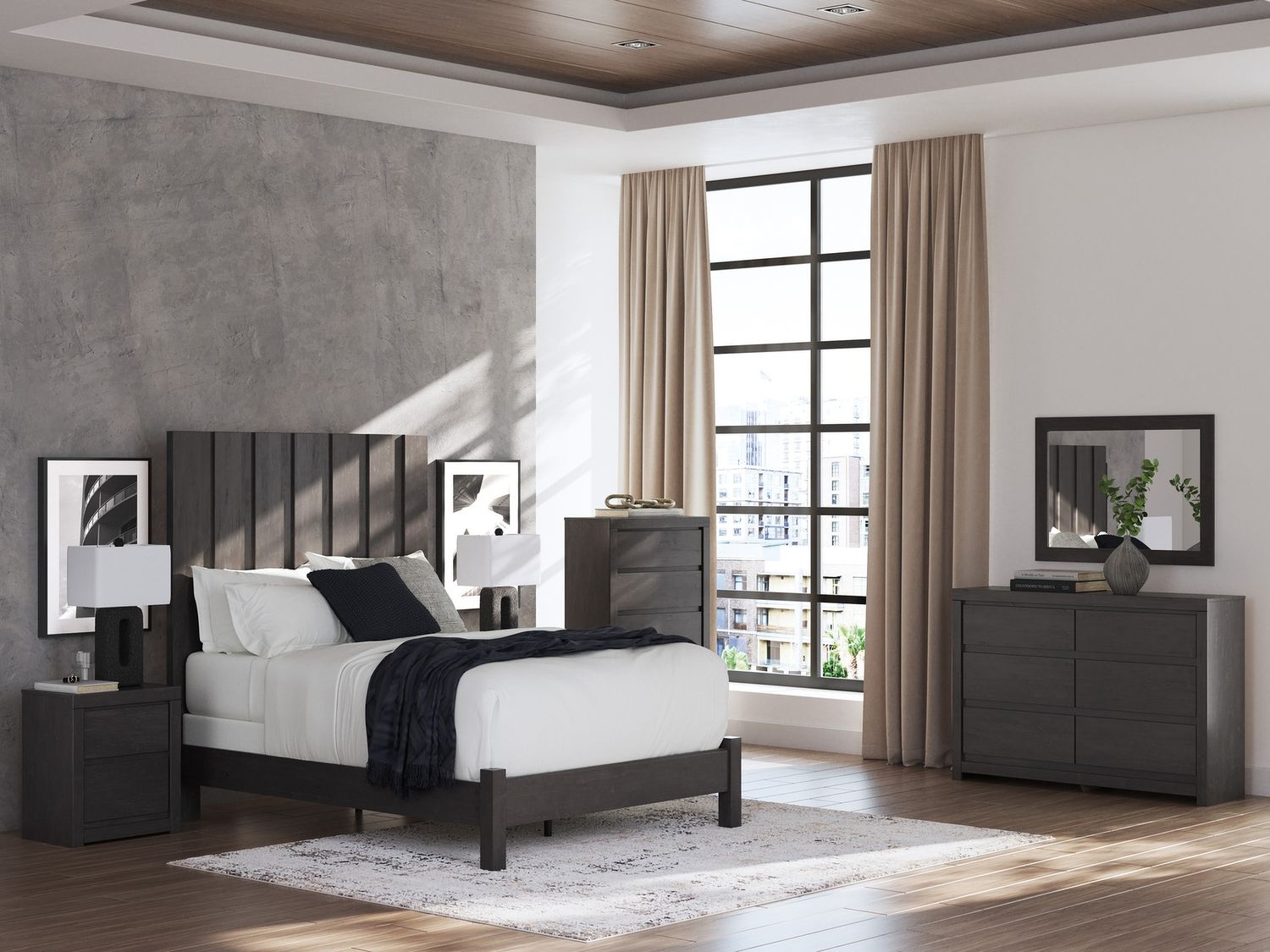 Candanew Bedroom Mirror In Charcoal NCB337036