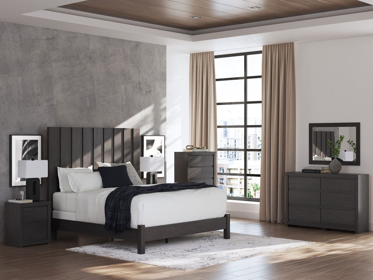 Candanew Bedroom Mirror In Charcoal NCB337036