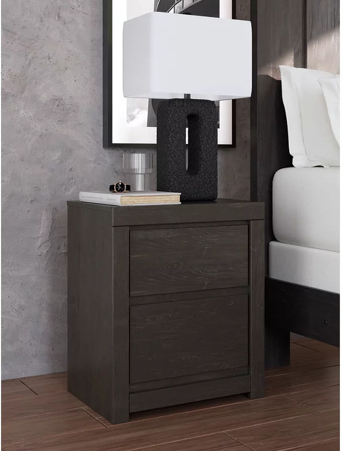 Candanew Nightstand In Charcoal NCB337092