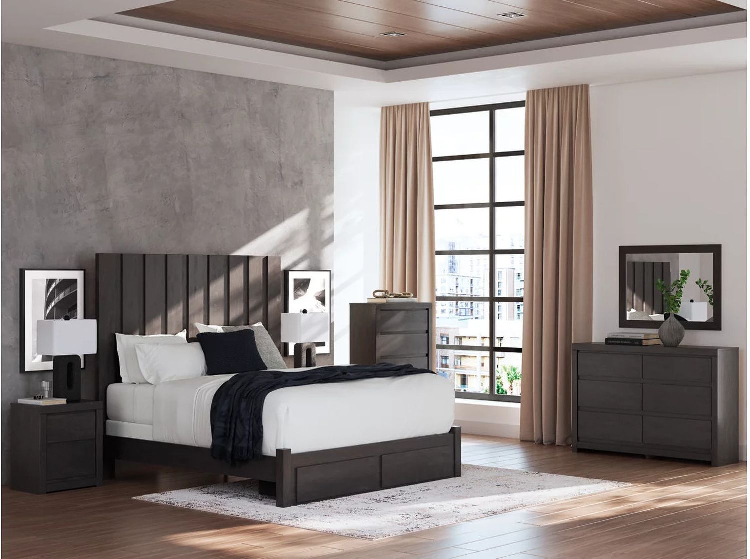 Candanew Nightstand In Charcoal NCB337092