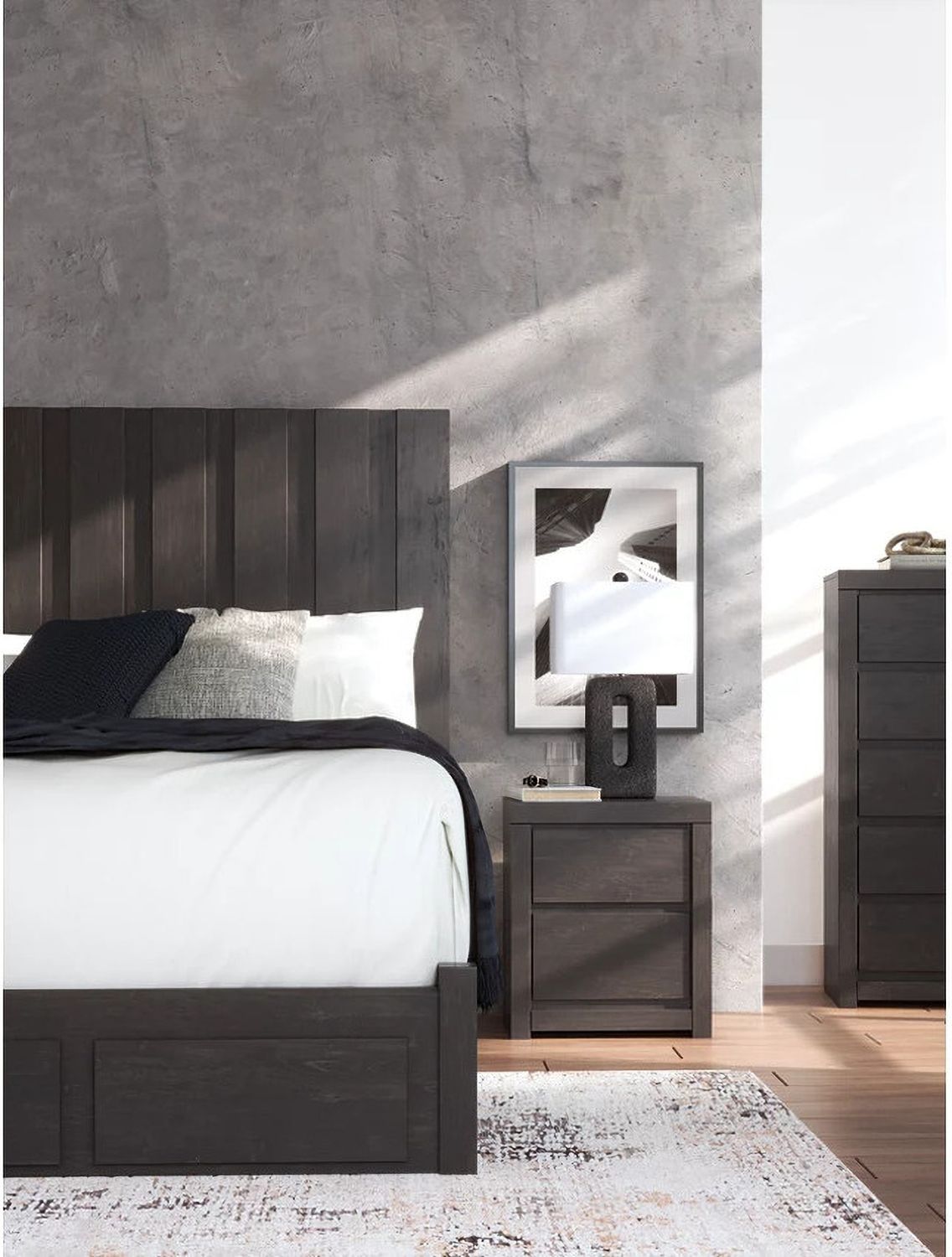 Candanew Nightstand In Charcoal NCB337092