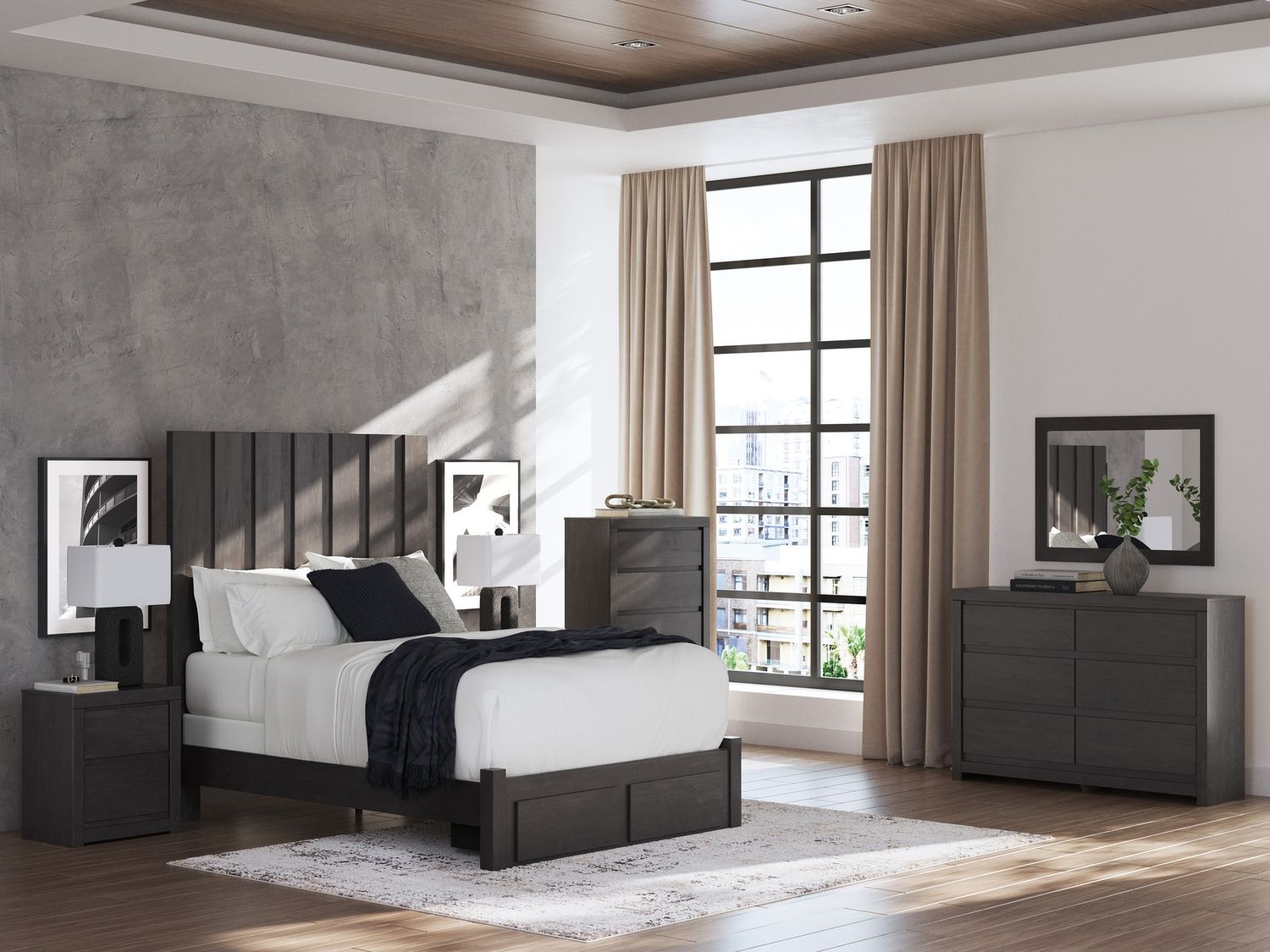 Candanew Nightstand In Charcoal NCB337092