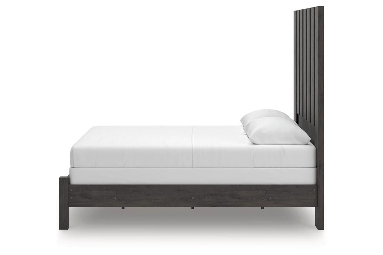 Candanew Queen Panel Bed In Charcoal NCB3370B2