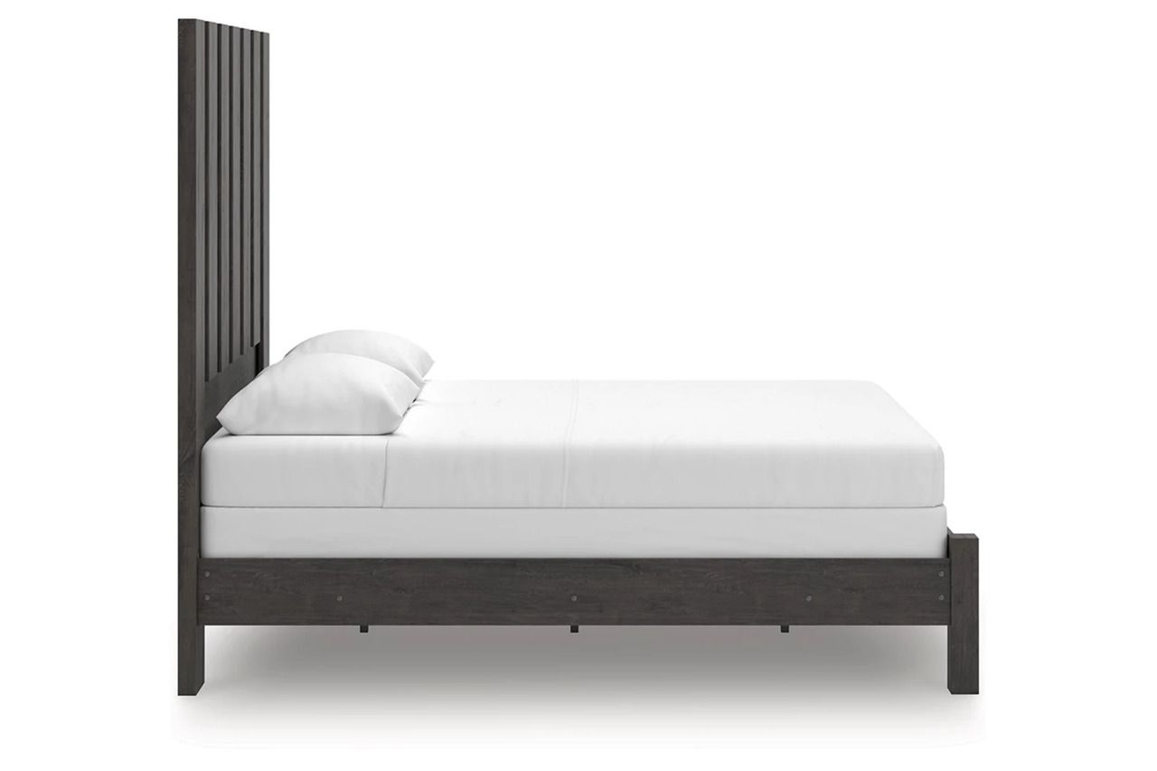 Candanew Queen Panel Bed In Charcoal NCB3370B2
