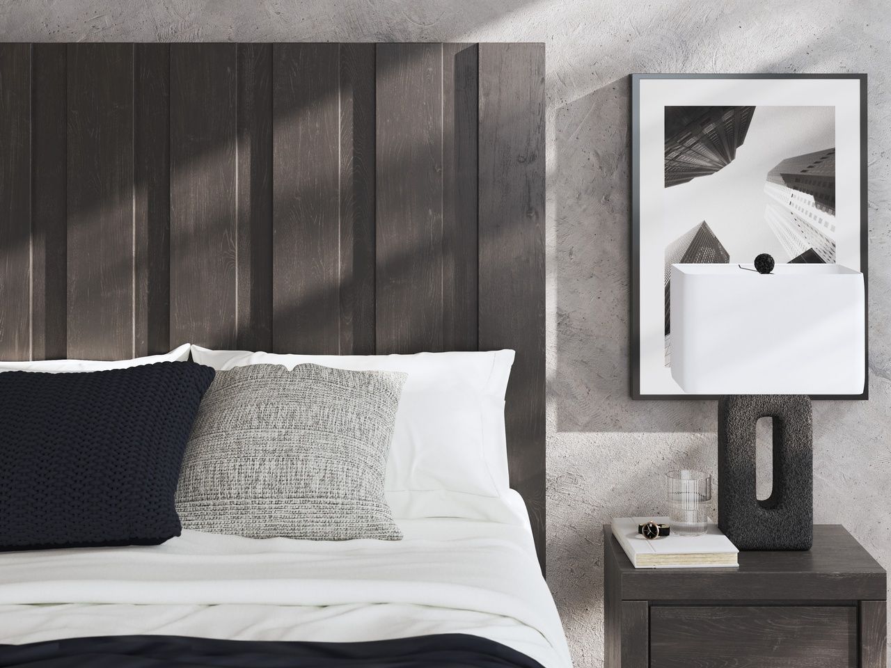 Candanew Queen Panel Bed In Charcoal NCB3370B2