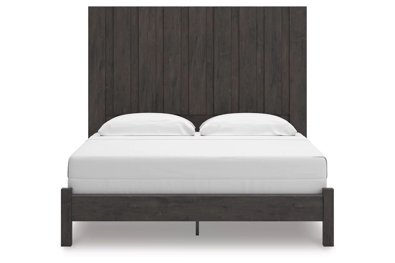 Candanew King Panel Bed In Charcoal NCB3370B8