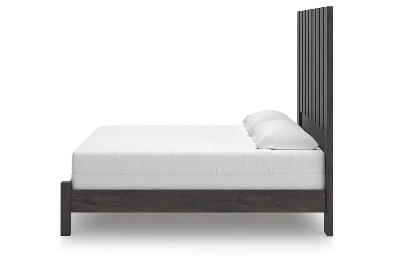 Candanew King Panel Bed In Charcoal NCB3370B8