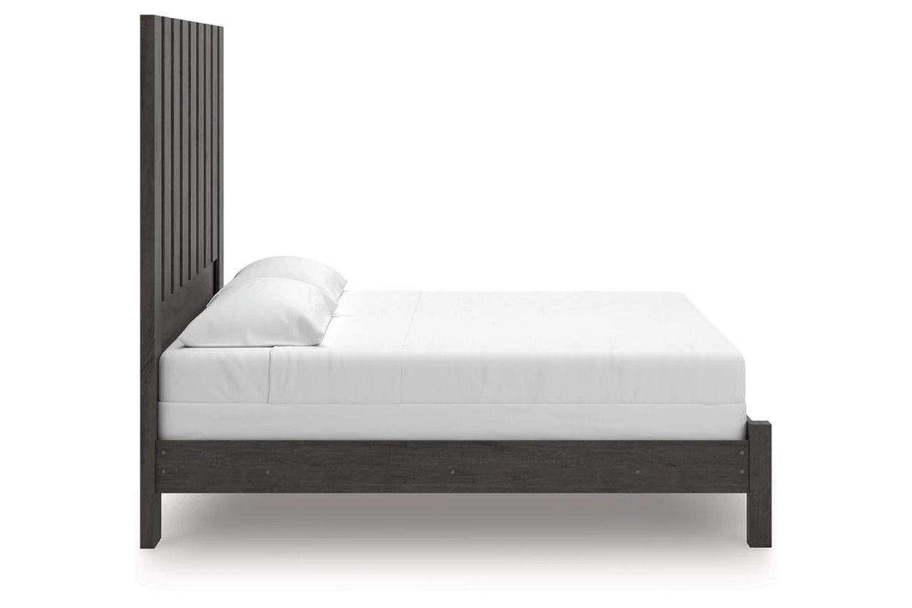 Candanew King Panel Bed In Charcoal NCB3370B8
