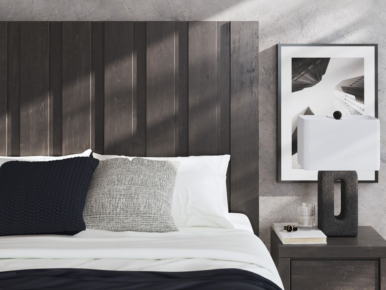 Candanew King Panel Bed In Charcoal NCB3370B8