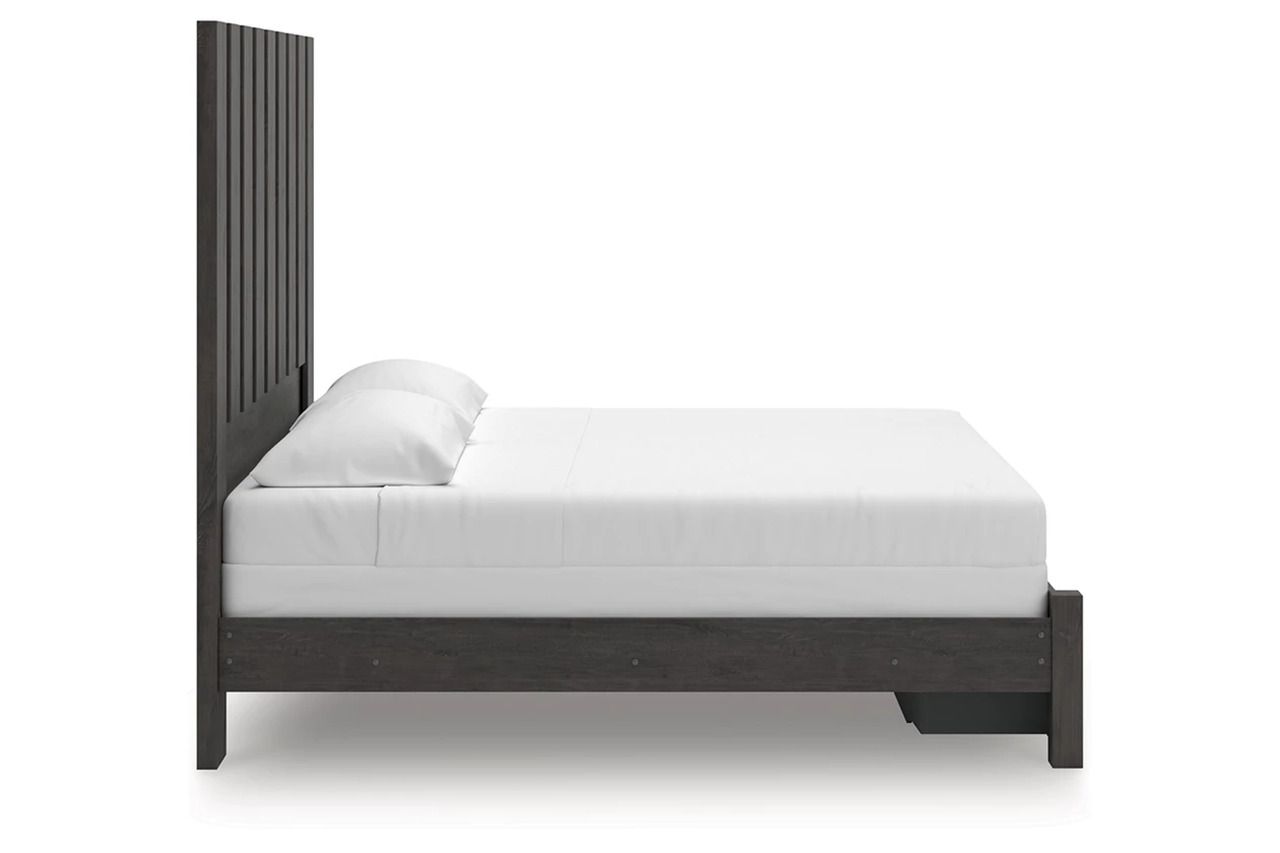 Candanew King Panel Storage Bed In Charcoal NCB3370B9