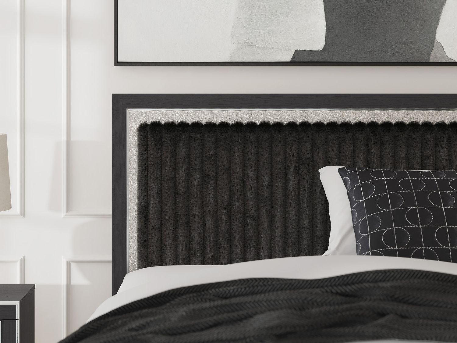 Ravalori Queen Upholstered Panel Headboard In Black NCB338057