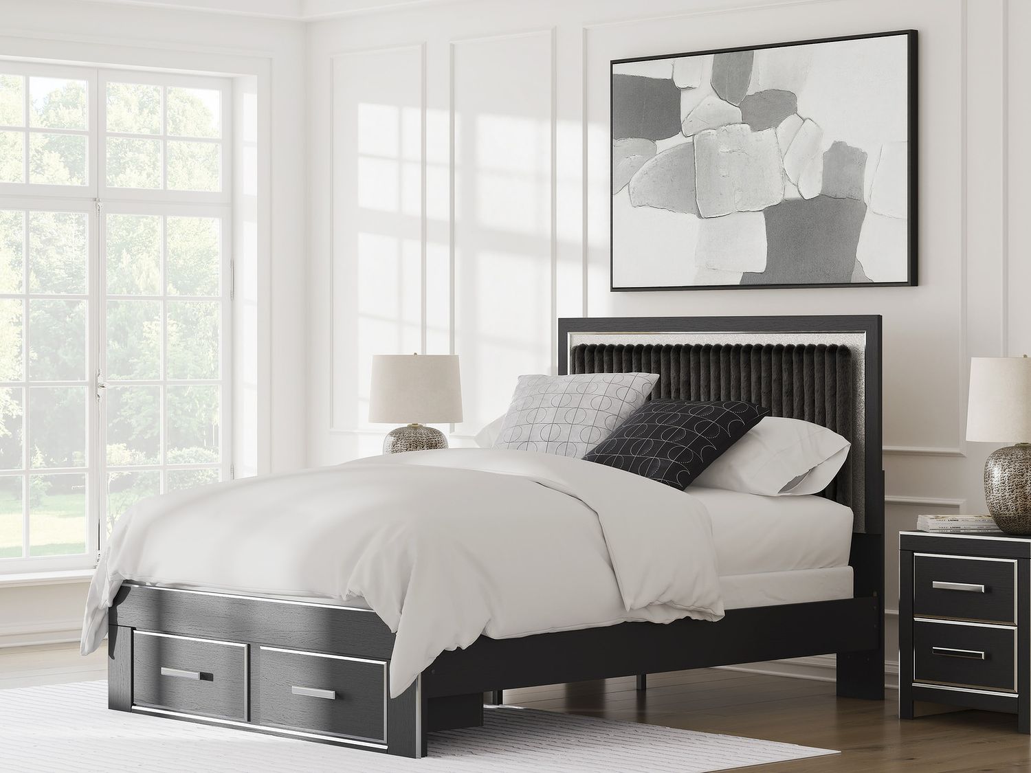 Ravalori Queen Upholstered Panel Headboard In Black NCB338057