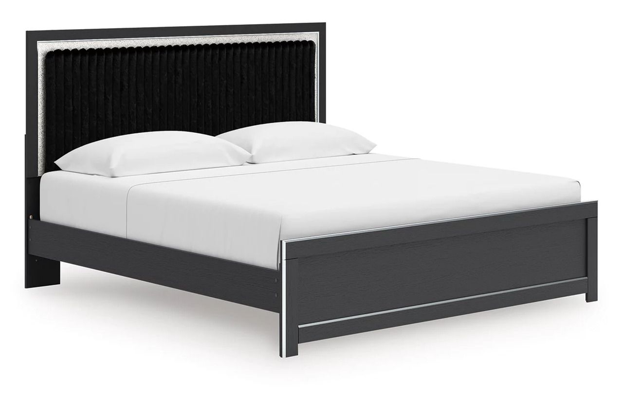 Ravalori King Upholstered Panel Platform Bed In Black NCB3380B10
