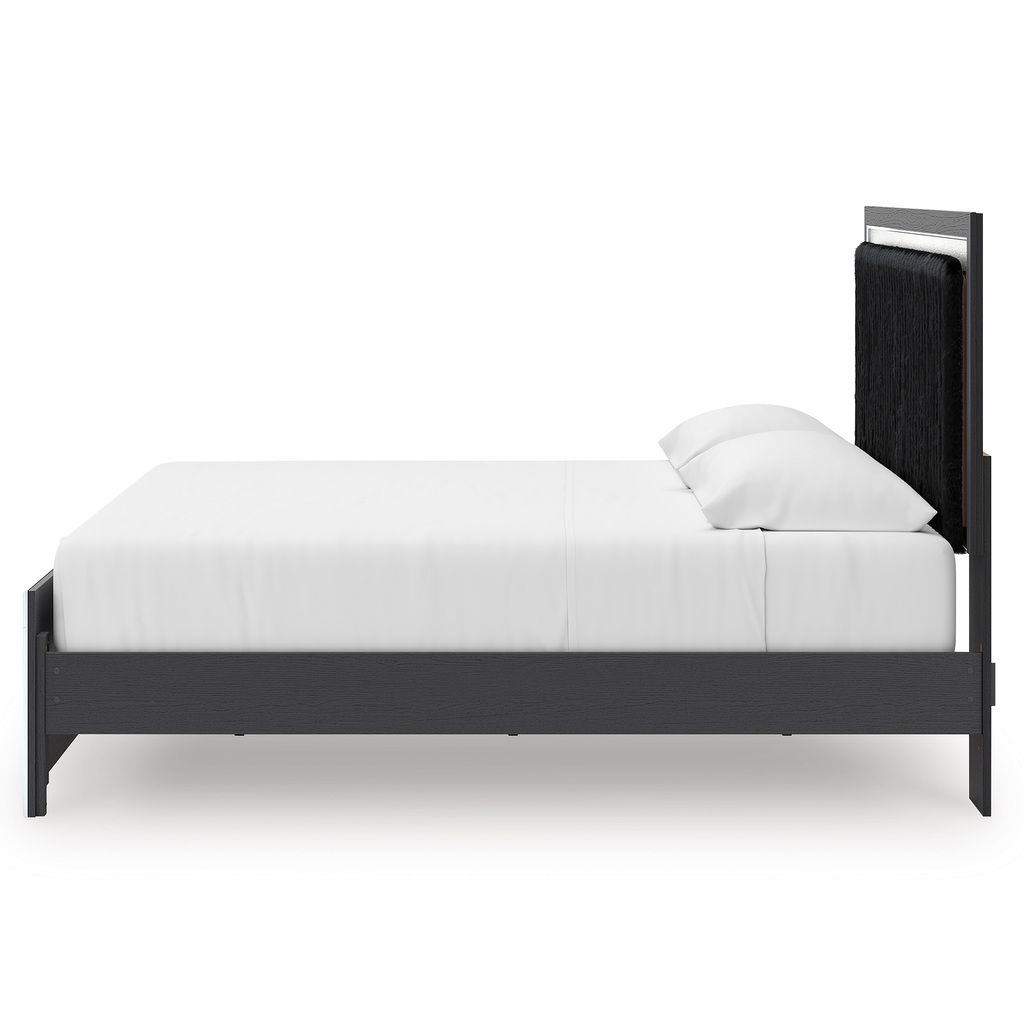 Ravalori King Upholstered Panel Platform Bed In Black NCB3380B10
