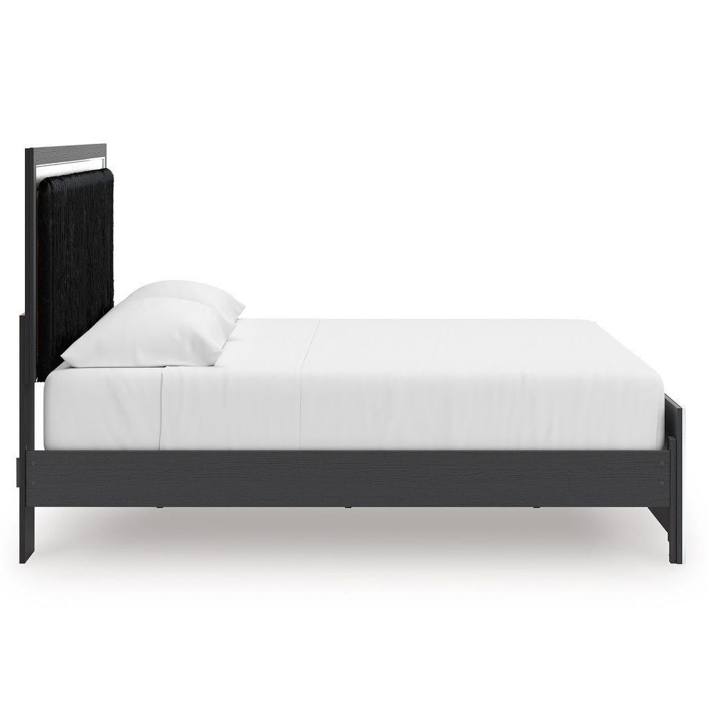 Ravalori King Upholstered Panel Platform Bed In Black NCB3380B10