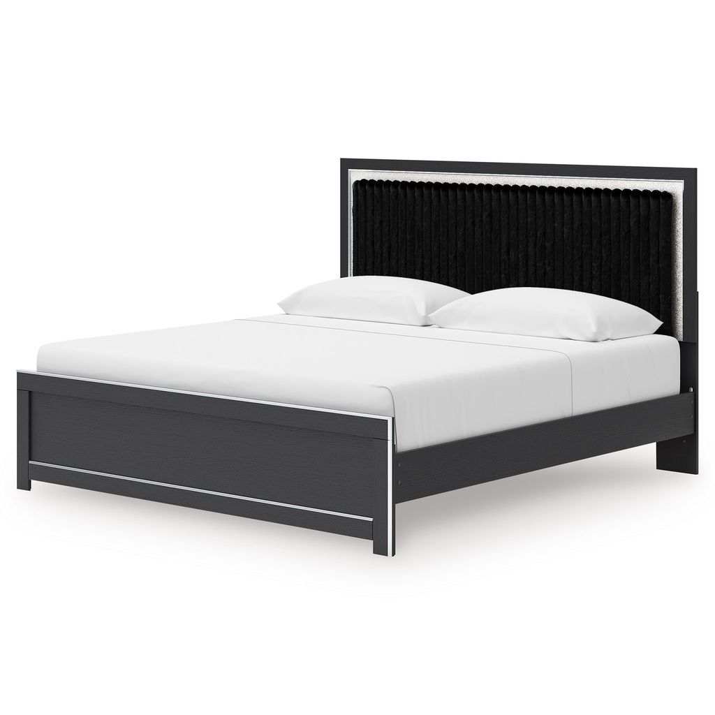 Ravalori King Upholstered Panel Platform Bed In Black NCB3380B10