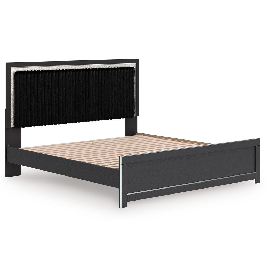 Ravalori King Upholstered Panel Platform Bed In Black NCB3380B10
