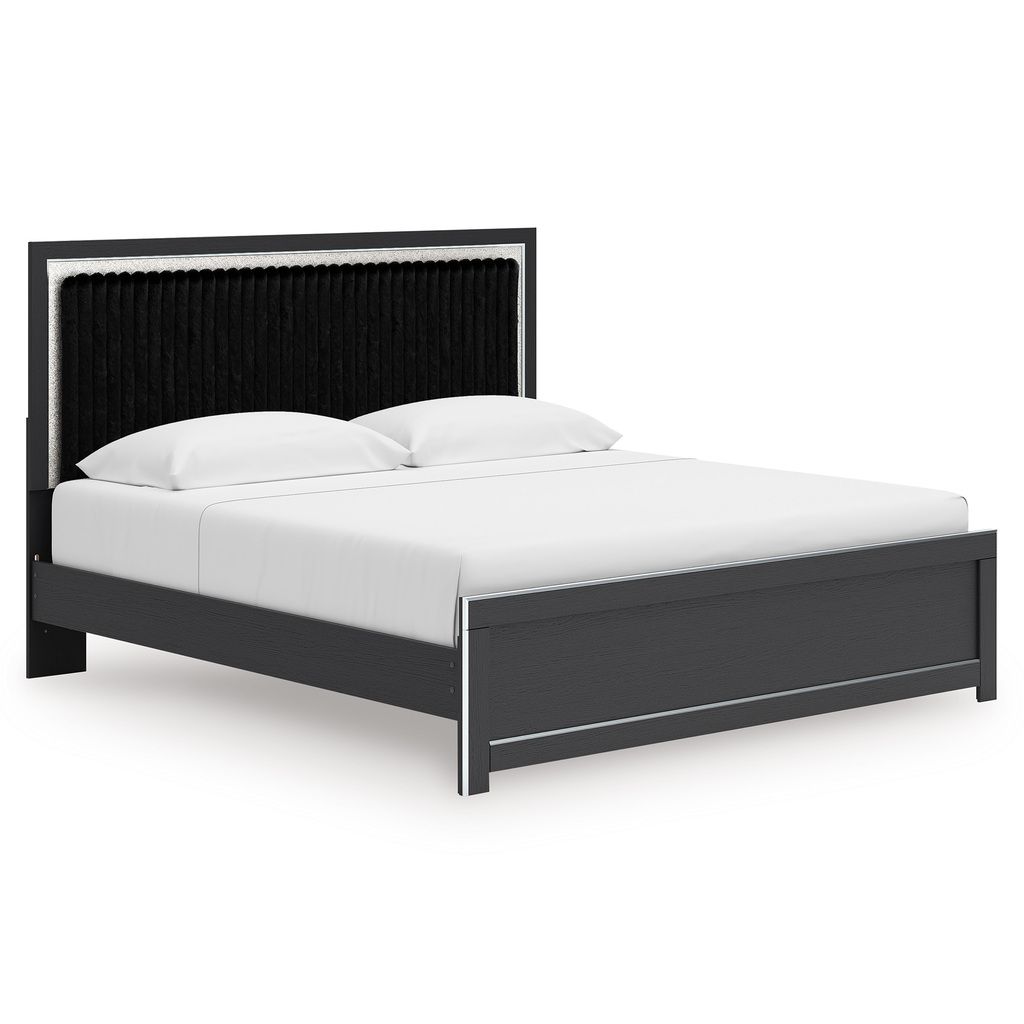 Ravalori King Upholstered Panel Platform Bed In Black NCB3380B10