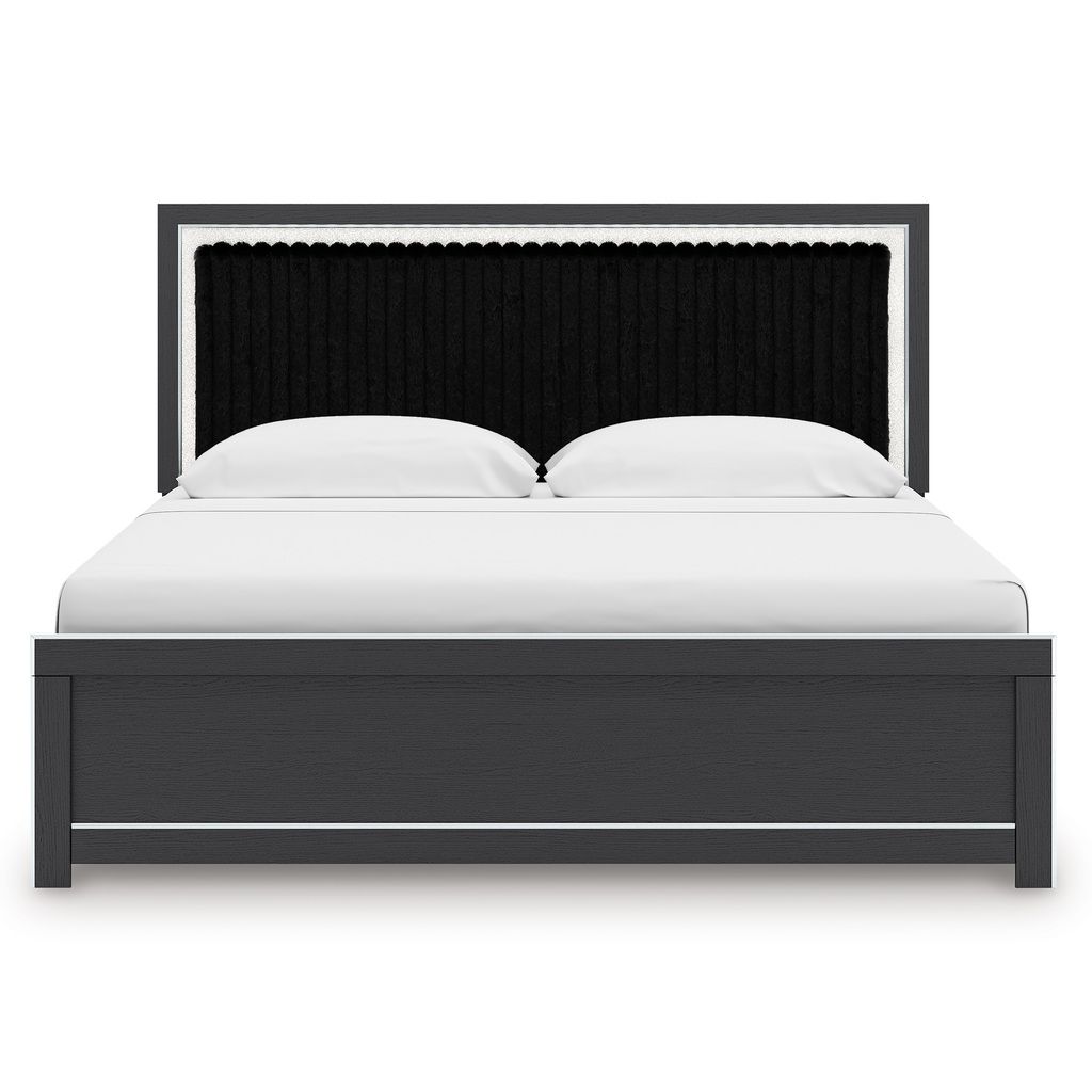 Ravalori King Upholstered Panel Platform Bed In Black NCB3380B10