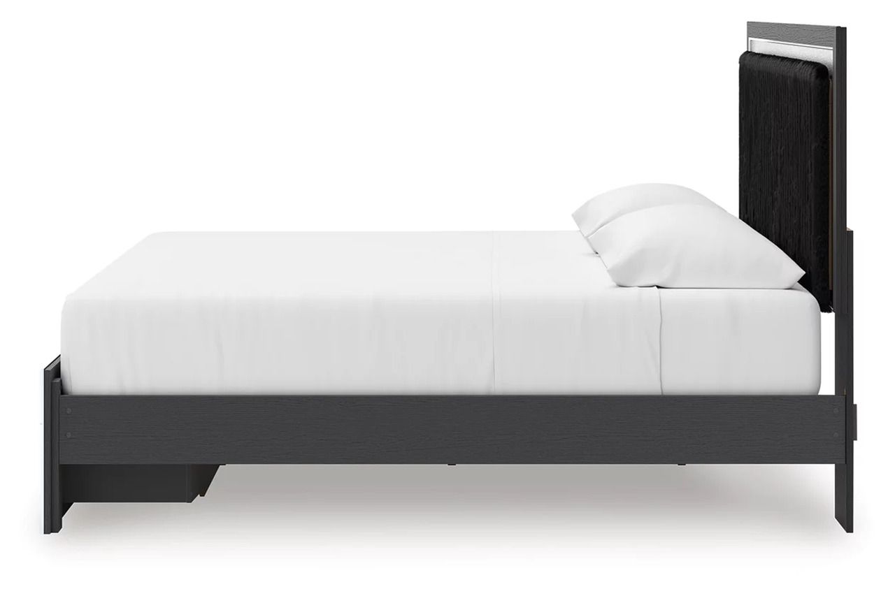 Ravalori King Upholstered Panel Storage Bed In Black NCB3380B11