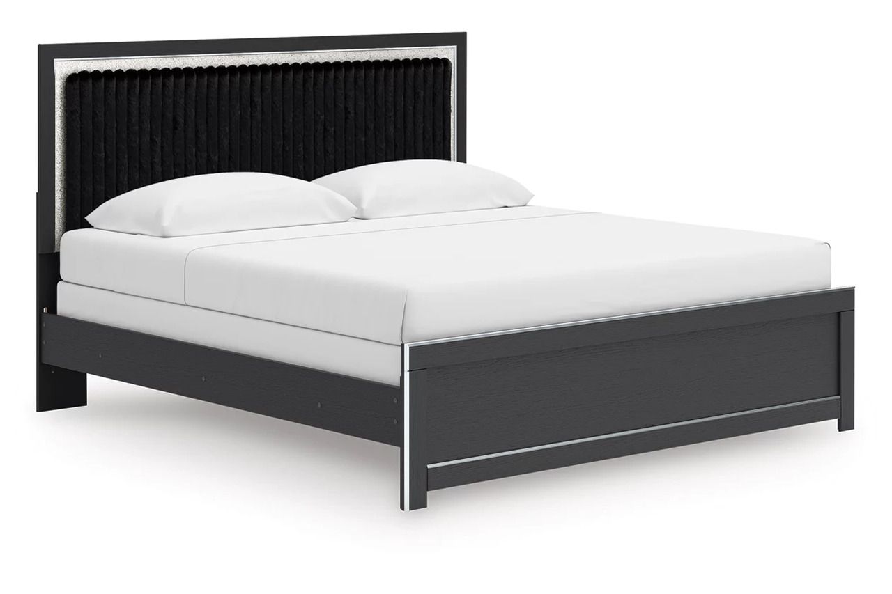 Ravalori King Upholstered Panel Bed In Black NCB3380B12