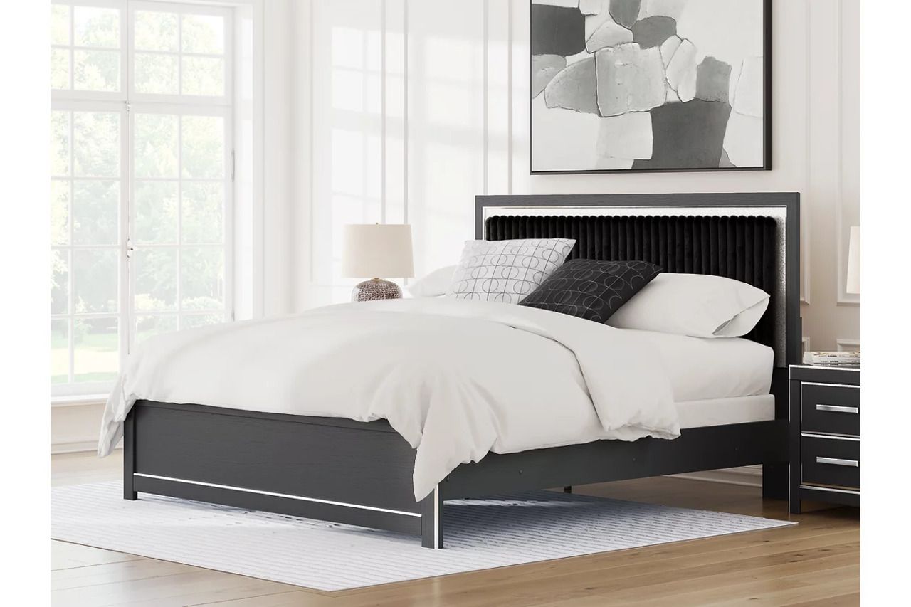 Ravalori King Upholstered Panel Bed In Black NCB3380B12
