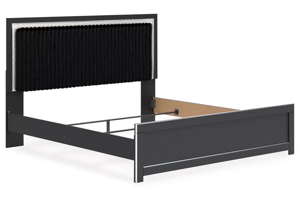 Ravalori King Upholstered Panel Bed In Black NCB3380B12