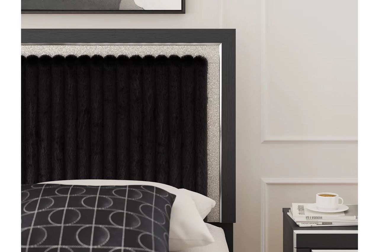 Ravalori King Upholstered Panel Bed In Black NCB3380B12