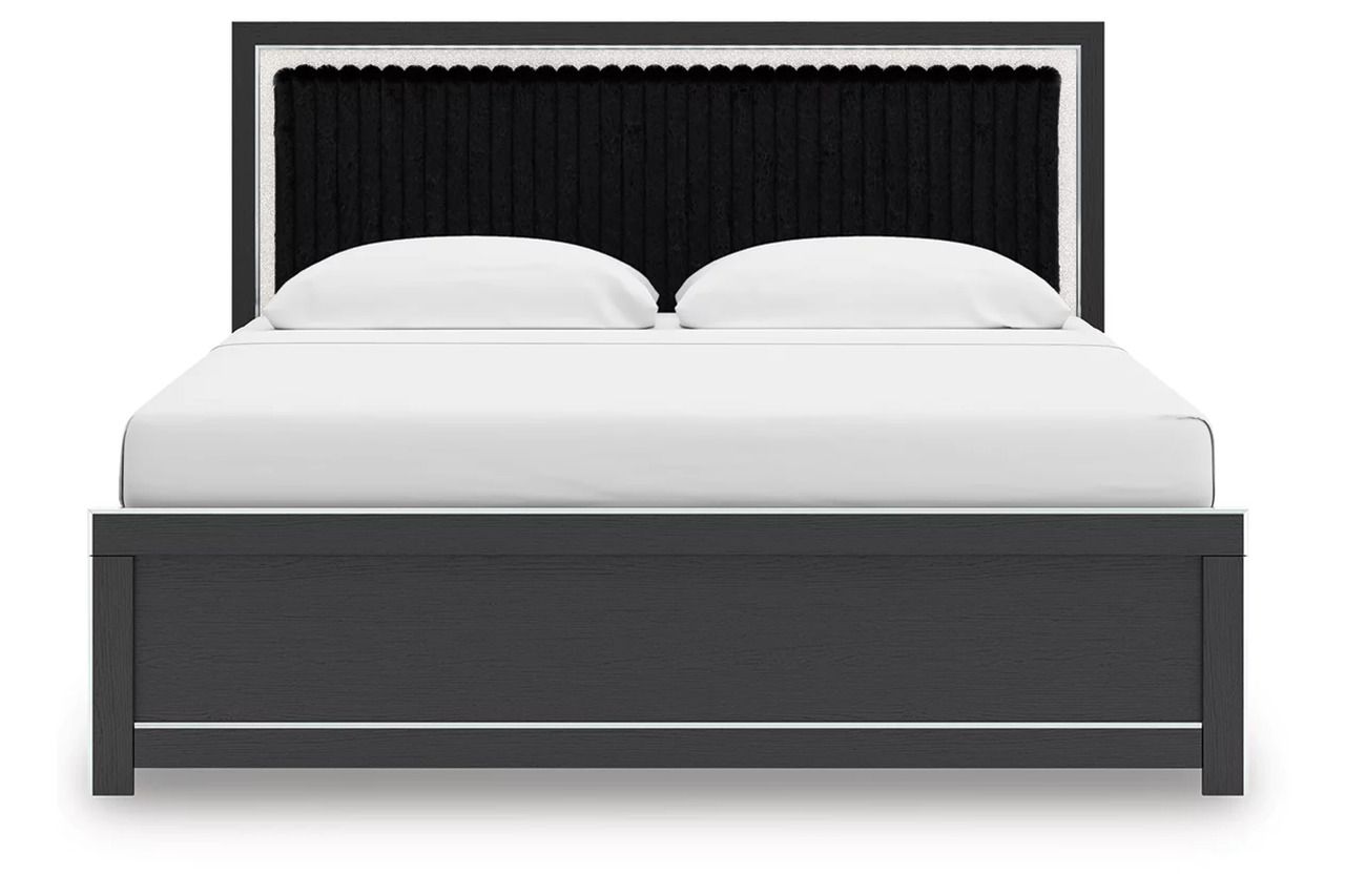 Ravalori King Upholstered Panel Bed In Black NCB3380B12