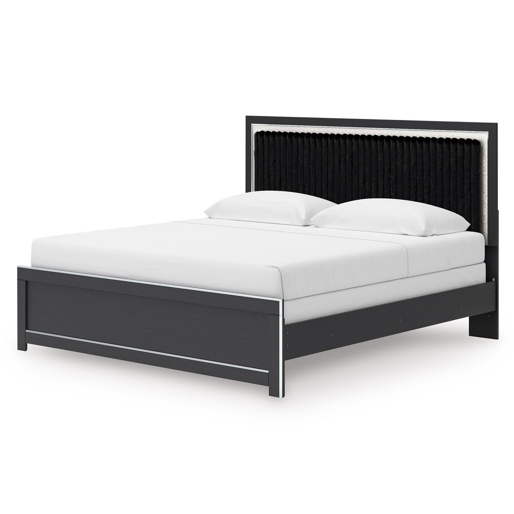 Ravalori King Upholstered Panel Bed In Black NCB3380B12