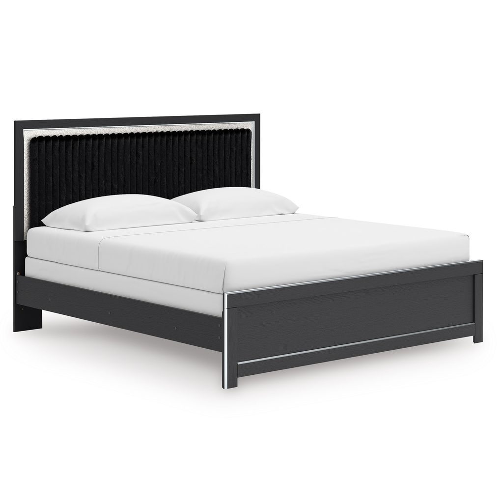 Ravalori King Upholstered Panel Bed In Black NCB3380B12