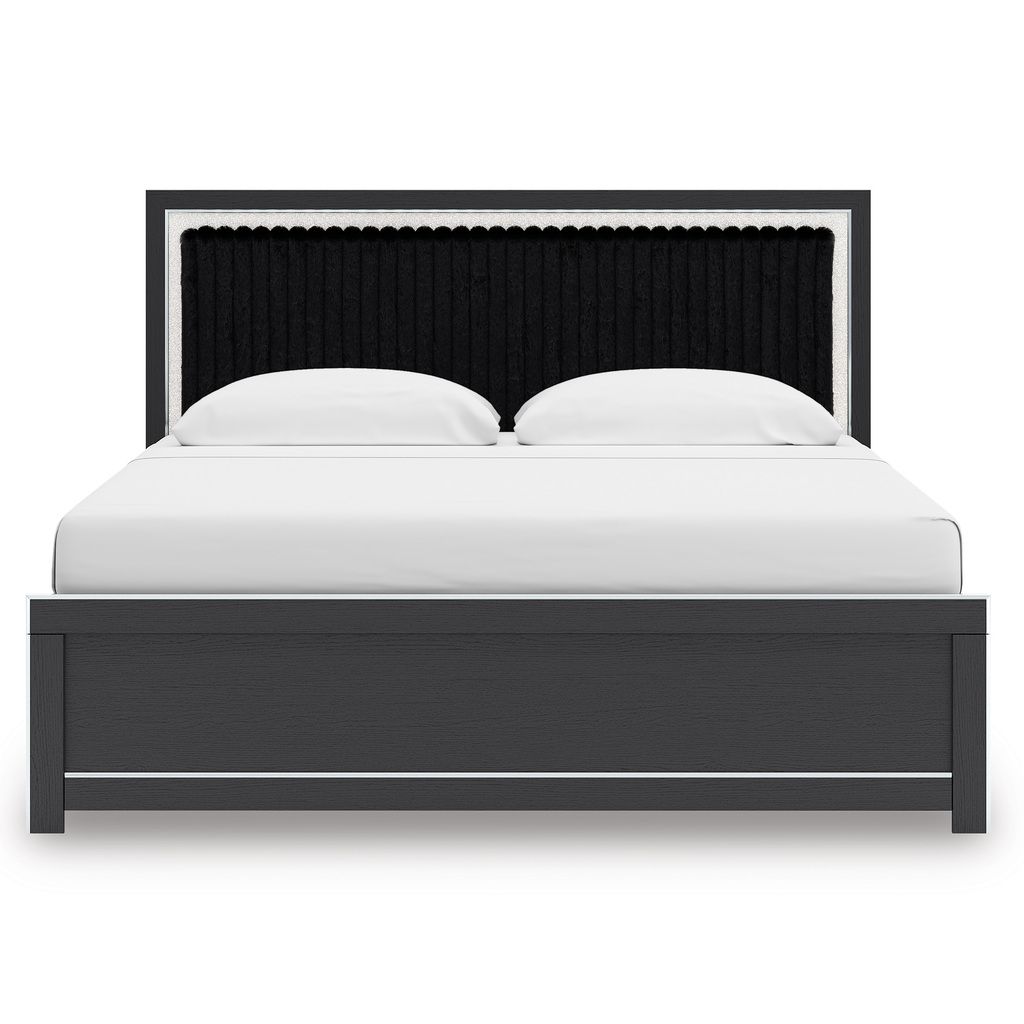 Ravalori King Upholstered Panel Bed In Black NCB3380B12