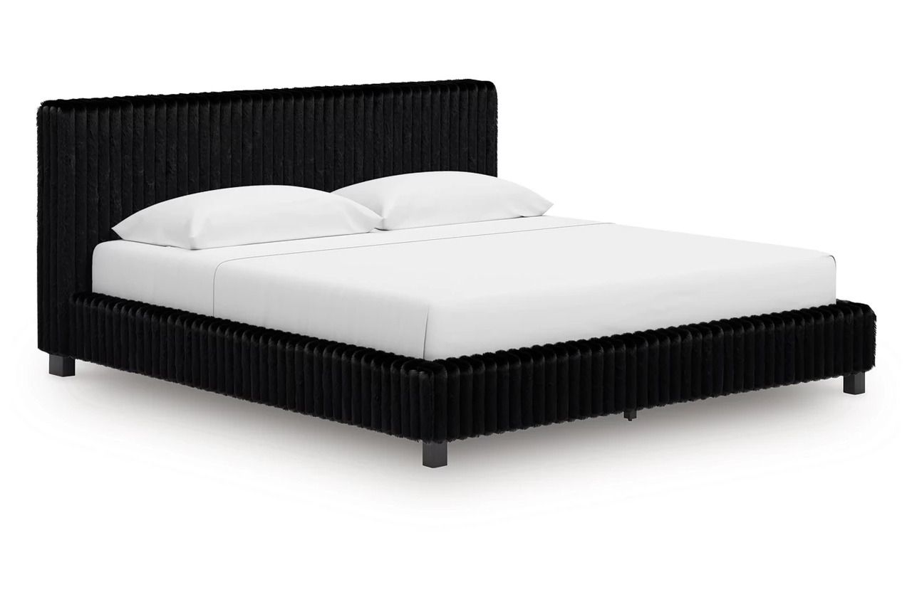Ravalori King Upholstered Bed In Black NCB3380B13