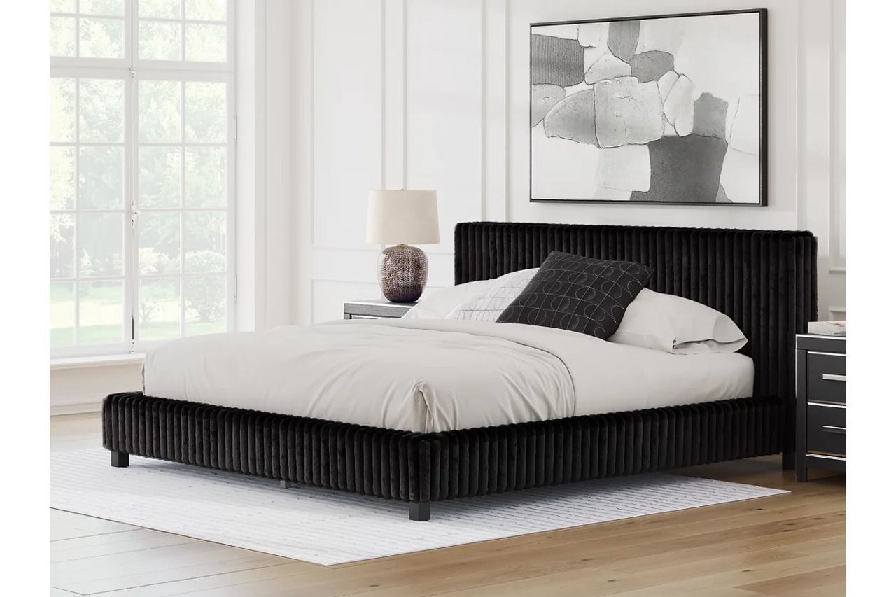 Ravalori King Upholstered Bed In Black NCB3380B13