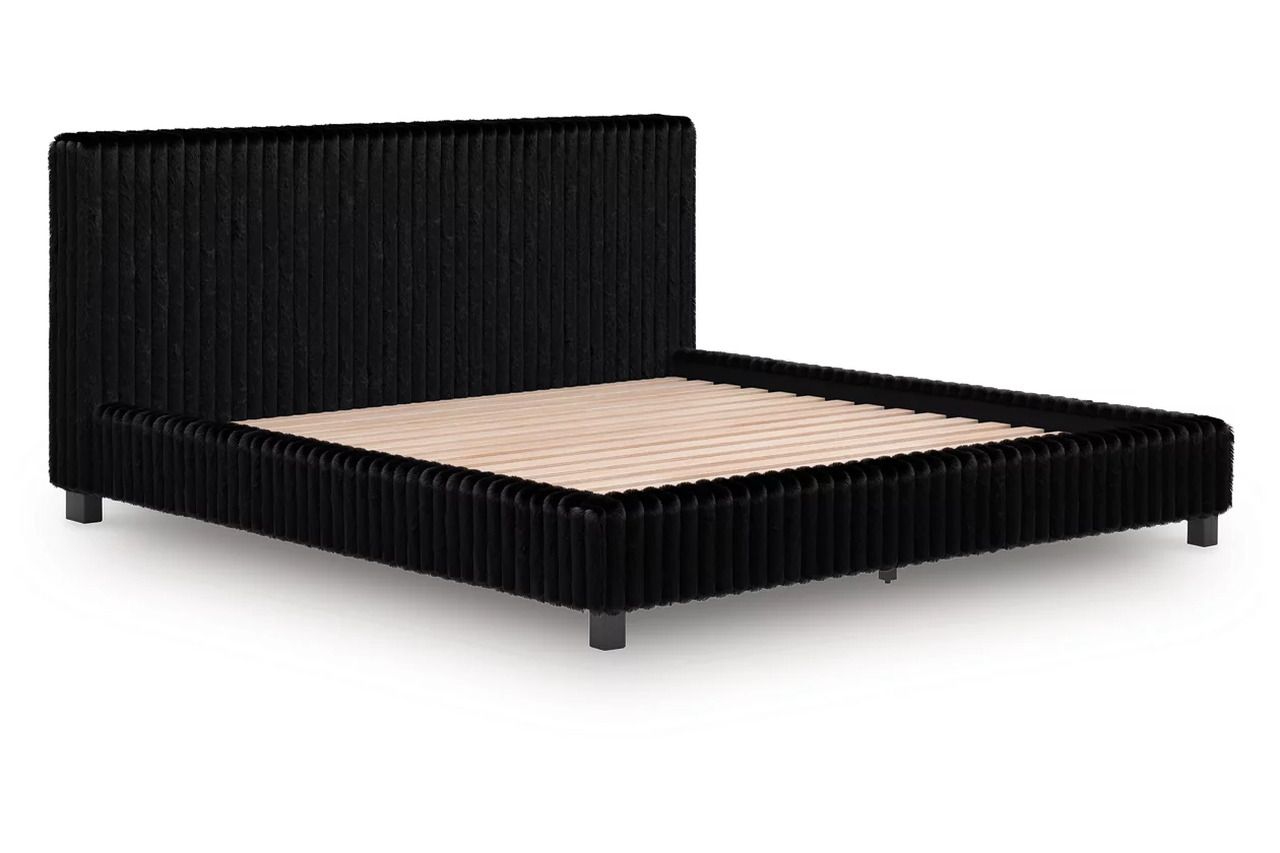 Ravalori King Upholstered Bed In Black NCB3380B13