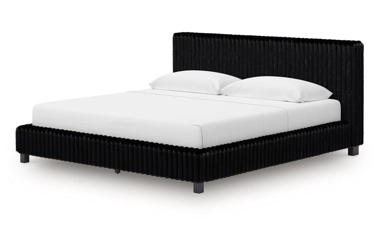 Ravalori King Upholstered Bed In Black NCB3380B13