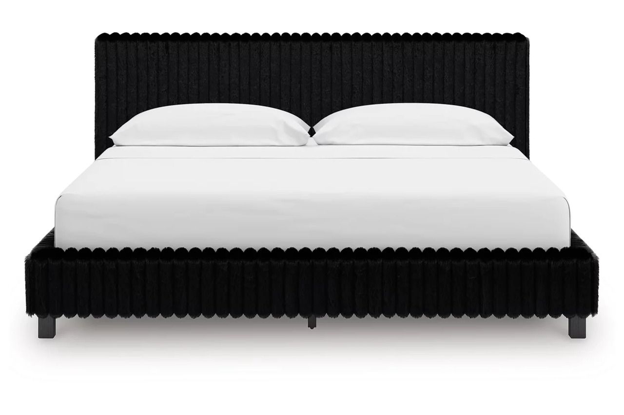Ravalori California King Upholstered Bed In Black NCB3380B14