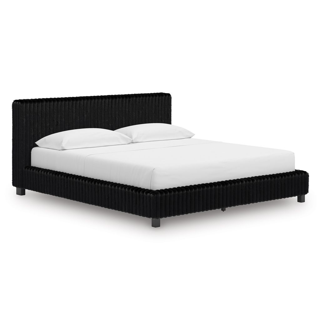 Ravalori California King Upholstered Bed In Black NCB3380B14