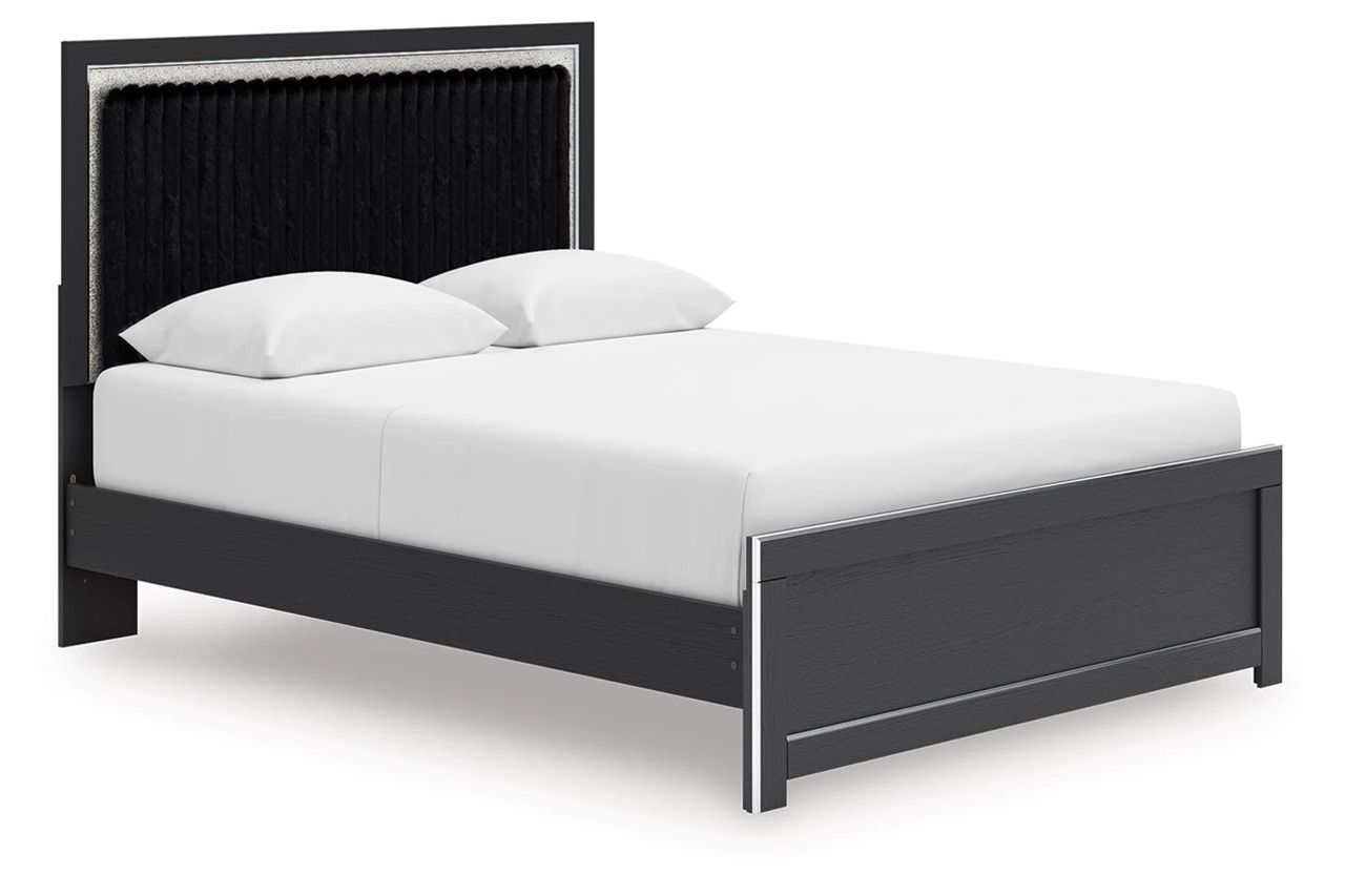 Ravalori Queen Upholstered Panel Platform Bed In Black NCB3380B2