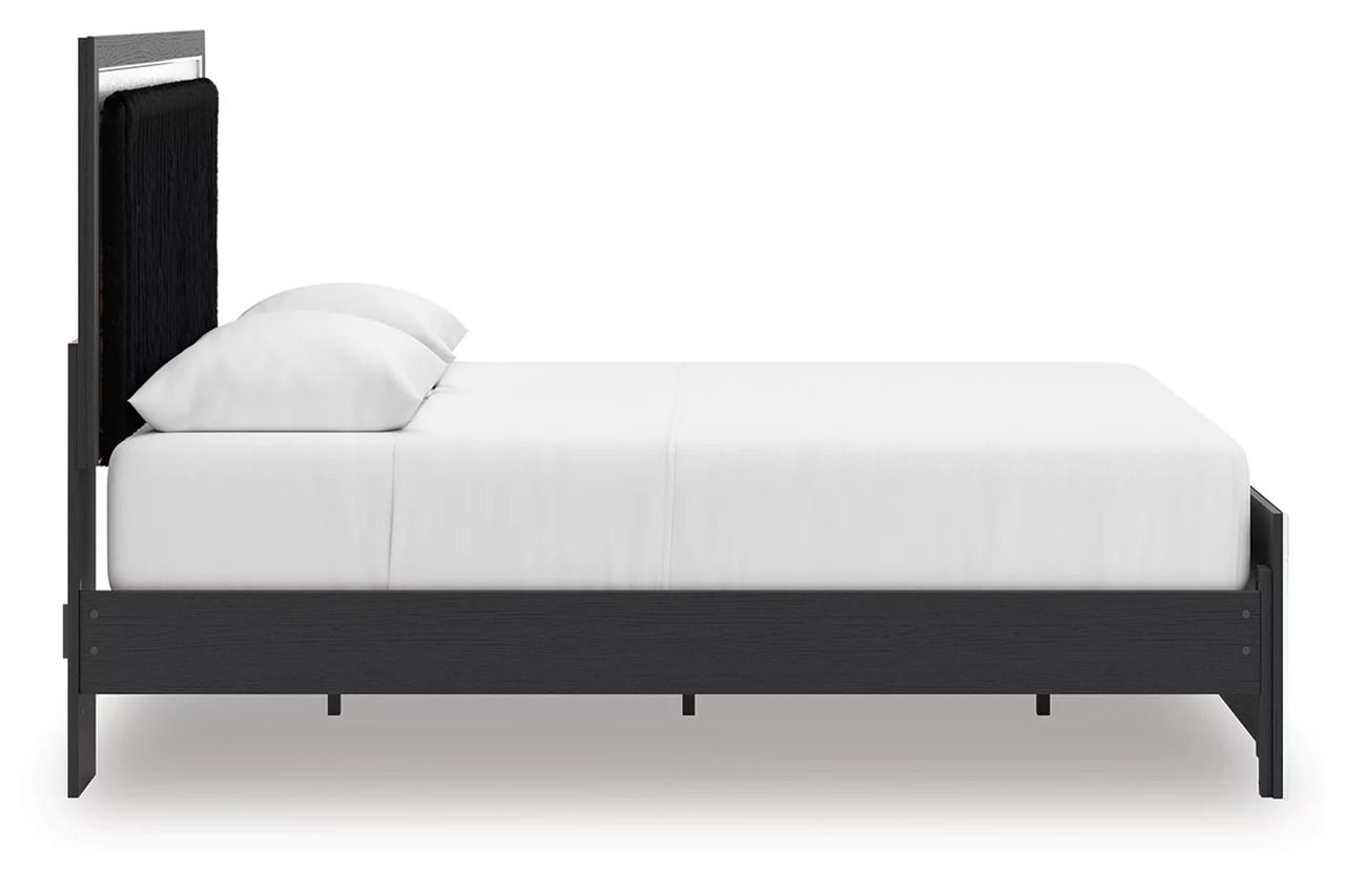 Ravalori Queen Upholstered Panel Platform Bed In Black NCB3380B2