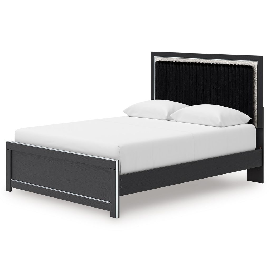 Ravalori Queen Upholstered Panel Platform Bed In Black NCB3380B2
