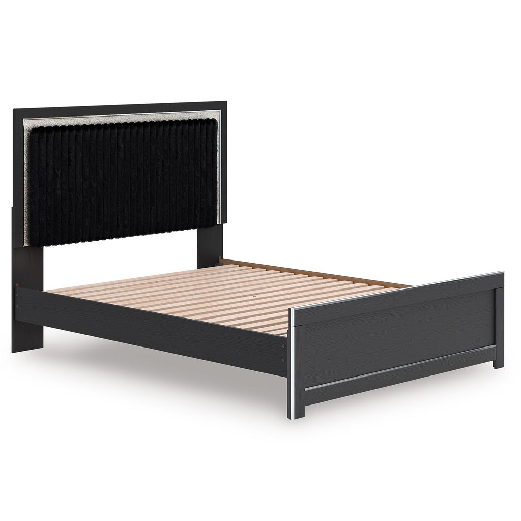 Ravalori Queen Upholstered Panel Platform Bed In Black NCB3380B2