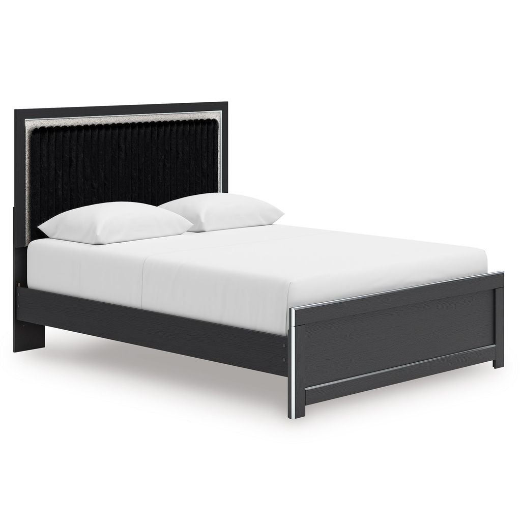 Ravalori Queen Upholstered Panel Platform Bed In Black NCB3380B2