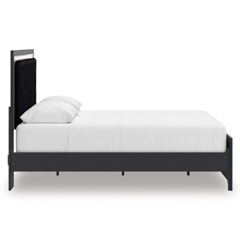 Ravalori Queen Upholstered Panel Platform Bed In Black NCB3380B2
