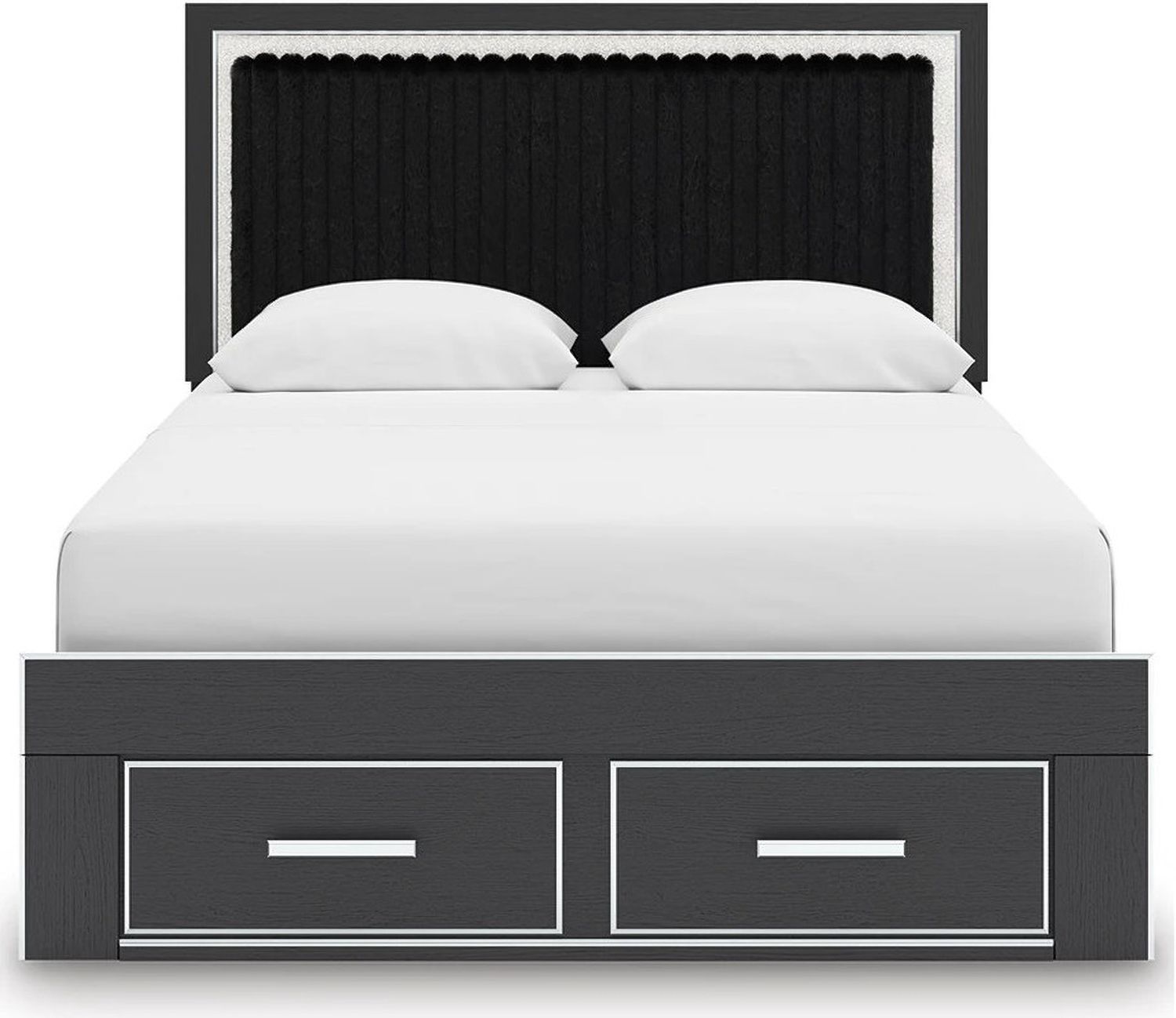 Ravalori Queen Upholstered Panel Storage Bed In Black NCB3380B4