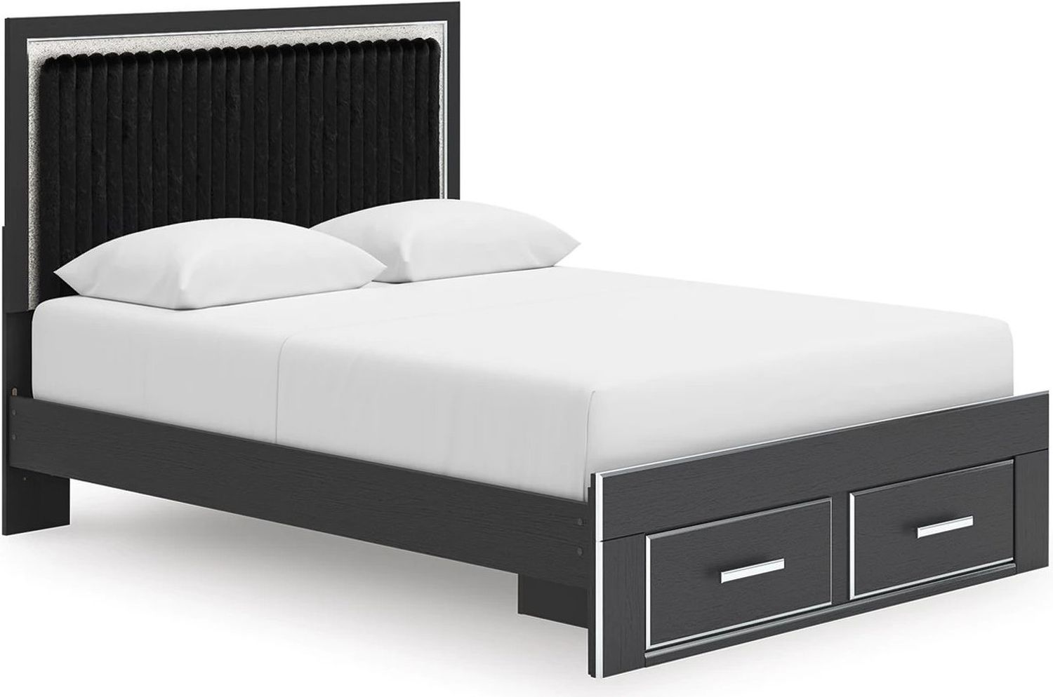 Ravalori Queen Upholstered Panel Storage Bed In Black NCB3380B4